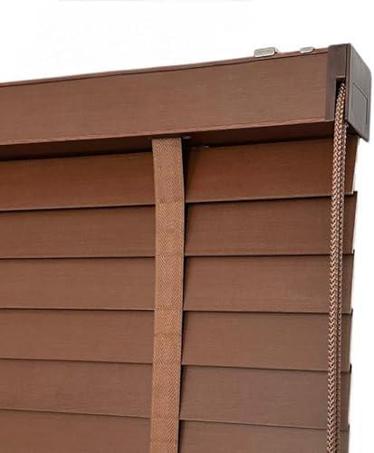 Solid Wood Window Shades 13" 15" 20" 25" 27" 30" 33" 35" 37" 45" 49" 55" 57" 60" 66" 70" 76" Cordless Light Filtering Mini Blind Custom Venetian Blinds 100% Privacy for Bedroom Office(Brown)