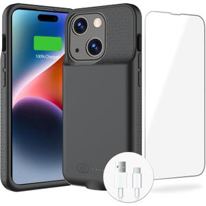 BOPPS Battery Case for iPhone 15/15 ProSupport Carplay Ultra Powerful 7000mAh Portable Rechargeable Protective Extended Charger Cover for iPhone 15 15 Pro Charging Case-6.1inch,Black