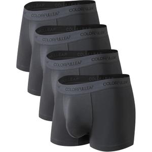 COLORFULLEAF Men's Everyday Underwear Moisture Wicking Breathable Boxer Briefs Basic Trunk Underwear with 3D-Pouch (A7_dark Grey-4 Pack)