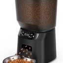 Automatic Cat Feeder, Cat Food Dispenser with Stainless Steel Bowl, Timed Portion Control 20 Portions 6 Meals Per Day, Voice Recorder, Dual Power Supply for Small Dogs (Black)
