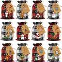 Aviski 60PCS Cotton Small Christmas Drawstring Candy Treat Bags Buffalo Plaid Xmas Xmas Christmas Fabric Goody Gift Sacks Reusable Gift Wrapping Bags Holiday Party Favors - Red/White