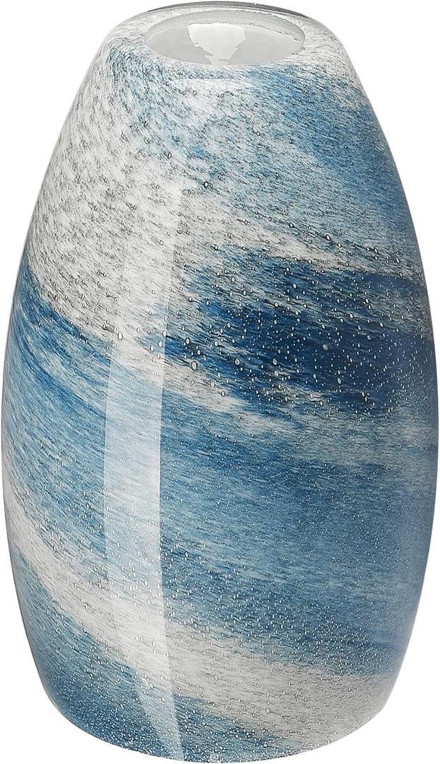 Oval Glass Pendant Lamp Shade - Grey Blue Art Glass Light Covers for Kitchen Island Pendant Light Fixtures Replacement