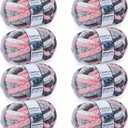 Cozyful Chunky Yarn for Hand Knitting - #10 Chunky Chenille Blanket Yarn, Jumbo Big Thick Chunky Yarns for Crocheting, Tie Dye Bulky Knit Yarns, 8 Skein (25 yds 8 oz Each Skein), Pink & Grey & White