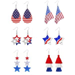 4th of July Earrings for Women, Red White and Blue Patriotic Accessories