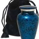 Forest Blue Mini Keepsake Urns for Funeral Remains Ashes Men Women | Small Cremation Urns for Humain Ashes | Velvet Carry Bag | Paper Funnel | Gift Box | Funeral Ash Container