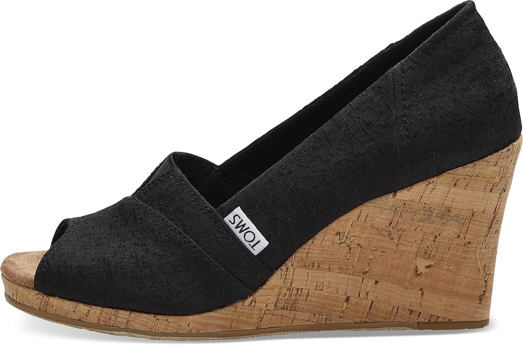 TOMS womens Classic Wedge (11 Narrow, Black Scattered Woven)