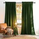 NICETOWN Olive Green Velvet Blackout Curtains 96 inch Long for Spring, Thermal Insulated Energy Saving Super Soft Calming Luxury Window Treatments for Bedroom and Living Room Decor, 52 Wide 2 Panels