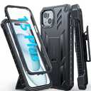 FNTCASE for iPhone 15 Plus Case: Drop Protection Rugged Belt-Clip Holster & Kickstand Military Grade Matte Textured TPU Shockproof Durable Protective Phone Cover 6.7 inch