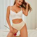 FINETOO Seamless Underwear for Women High Waisted Panties Scalloped Edge Sexy Cheeky Bikini No Show Briefs XXL 5 Pack