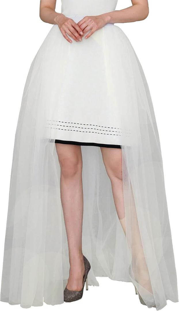 EllieWely Women Floor Length Overskirt Tulle Skirt for Wedding Party (Small-Medium, Ligh Ivory)