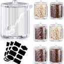Tioncy 6 Pcs Ice Cream Bar Supplies Sugar Bowls Lid Spoon,8 Oz,Clear | Acrylic Candy Dispenser, Party Hot Chocolate Coffee Bar, Sundae Caramel Apple Dipping Container, Includes Labels