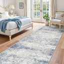 Restydon 3x10 Runner Rug Non Slip Washable for Entryway, Vintage Hallway Runner for Front Porch, Laundry Room, Bedroom, Abstract Stain Resistant Indoor Kitchen Mats for Floor(Blue/Brown/Ivory)
