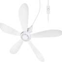 28" AC 110V Portable Ceiling Fan with ON/OFF Switch, Plug in Ceiling Fan Hanging Fan for Outdoor Indoor Gazebo Camping RV Tent Home Room