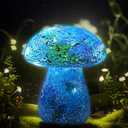 Mosaic Mushroom Garden Lights - Table Lamp Outdoor Decor Waterproof Night Light Lawn Decor Statue for Patio, Party, Yard (Blue)