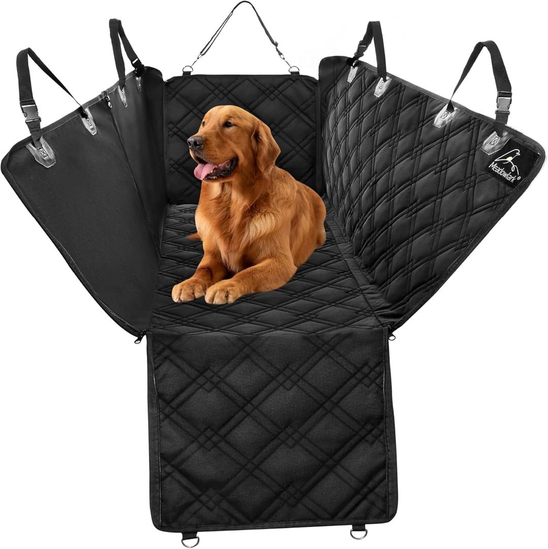 Meadowlark Dog Car Seat Cover, X-Large Heavy Duty Pet Seat Cover for Back Seat, Extra Padded Non-Slip Dog Hammock, Water-Resistant Back Seat Protector for Cars Trucks and SUVs (64 W x 60" L)