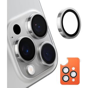 TORRAS 3-Year Ultimate Durability for iPhone 16 Pro Max/16 Pro Camera Lens Protector - 1:1 Invisible Fit & Ultra Clarity, Military-Grade 9H+ Aerospace Glass, Anti-Scratch, Easy Installation, Natural Titanium