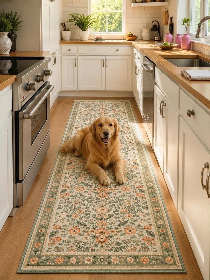 Washable Runner Rug 3x10 FT, Non Slip Hallway Runner Rug, Machine Washable Kitchen Runner, Pet Friendly Long Area Rug for Entryway, Corridor and Living Room