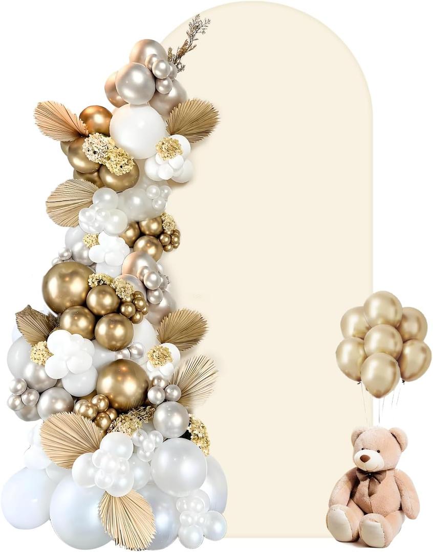 HEMMOTOP Beige Arch Backdrop Cover (No Arch Stand), 6 ft Spandex Arch Covers Stretchy Backdrop for Balloon Arches, Wedding, Birthday Party, Baby Shower, Banquet Arch Decoratio