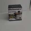 Elite Gourmet MST-250XS Electric Slow Cooker Ceramic Pot, Adjustable Temp, Entrees, Sauces, Stews & Dips, Dishwasher Safe Glass Lid & Crock, 1.5 Quart, Stainless Steel