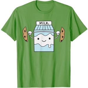 Milk Lifting Cookie Funny Coaster Barbell T-Shirt, Size XL