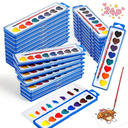 24 Pack Watercolor Paint Set Bulk, 8 Colors Washable Watercolor Paint for Kids with Brushes, Ideal Valentine Party Favors, Art Supplies for School Classroom Hom