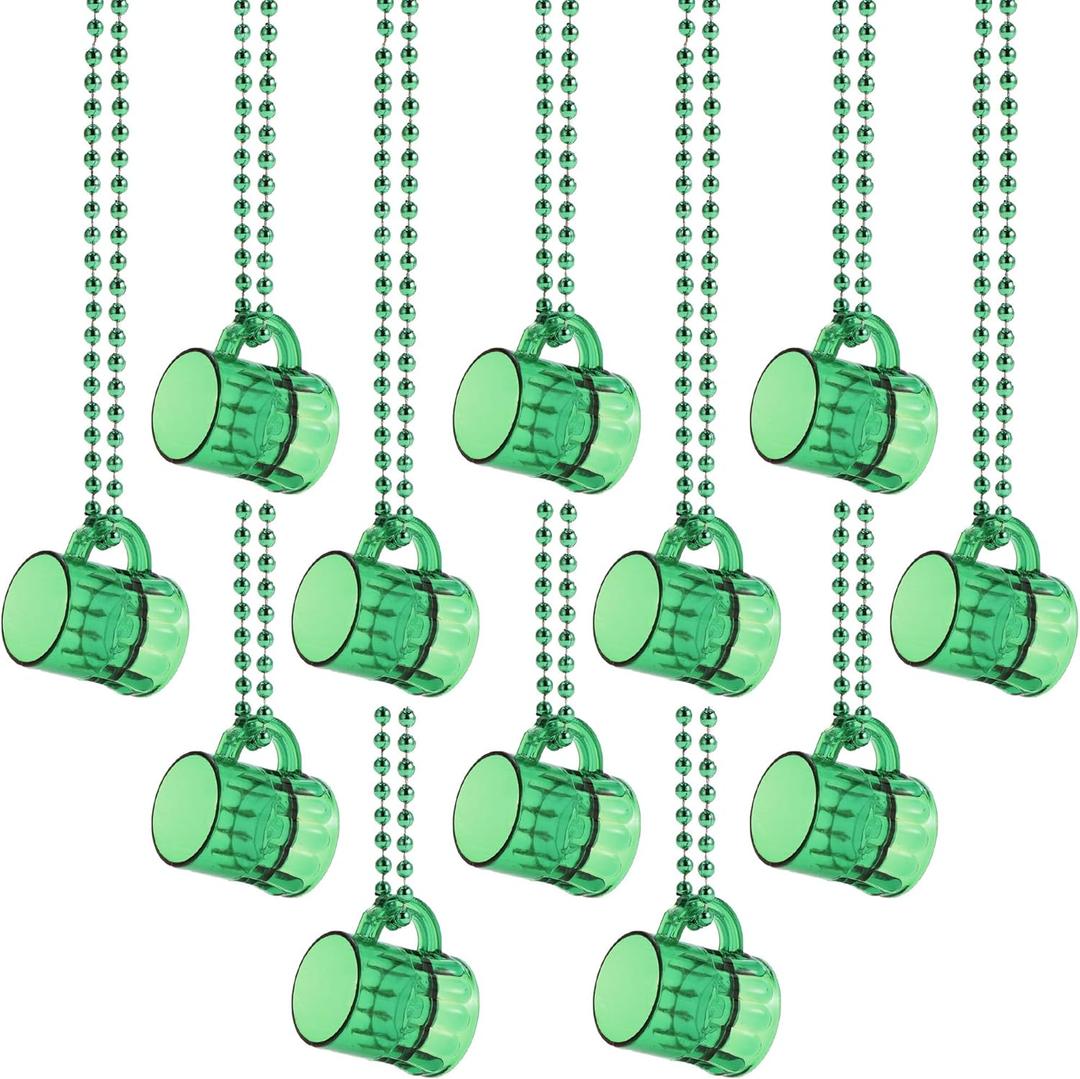 2 x JOYIN 12 PCS St Patrick's Green Mug Bead Necklaces for Women Men, for Mardi Gras, St. Patrick's Day, Costume Themed Party Games Favor Supplies