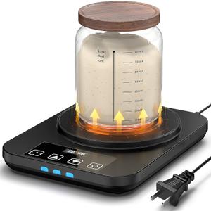 Electric Sourdough Starter Warmer Mat, Upgrade Warming Heating Pad for Sour Dough Starter, Sourdough Heater Proofing Tool for Home Baking with US Plug Thermostat Control, Timing, Memory Function (Black)