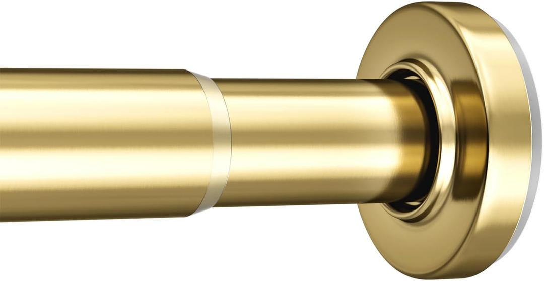 AmazerBath Spring Tension Shower Curtain Rod, 31-75 Inches Heavy Duty Tension Rod Rust Proof Bathroom Curtain Rod, Adjustable No Drill Easy Segmented Installation, Gold