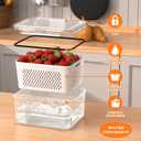 5 PCS Large Fruit Storage Containers for Fridge with Removable Colanders, Airtight Food Storage Containers with 5 Lids, 4 in 1 Produce Containers Keep Berry Fruits Vegetable Food Meat Fresh Longer