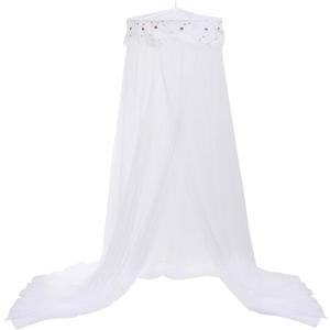 Jeteventy Bed Canopy for Girls, Princess Bed Curtain Net for Single to King Size,Bedroom Decoration of Round Lace Dome with Stainless Steel Hook,Quick Easy Installation (White)