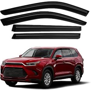 Canvcle Grand Highlander Rain Guards-Window Visors for Toyota Grand Highlander 2024 2025 2026, Outside-Mount Tape-On Side Window Wind Deflectors for Car Accessories Vent Visors Rainproof Black