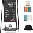 SELEAD Metal A-Frame Chalkboard No Assembly Required - 44"x21" Premium Minimal Matte Black Frame Outdoor Indoor Swinging Sandwich Sign Board Pizarra for Business or Personal Display