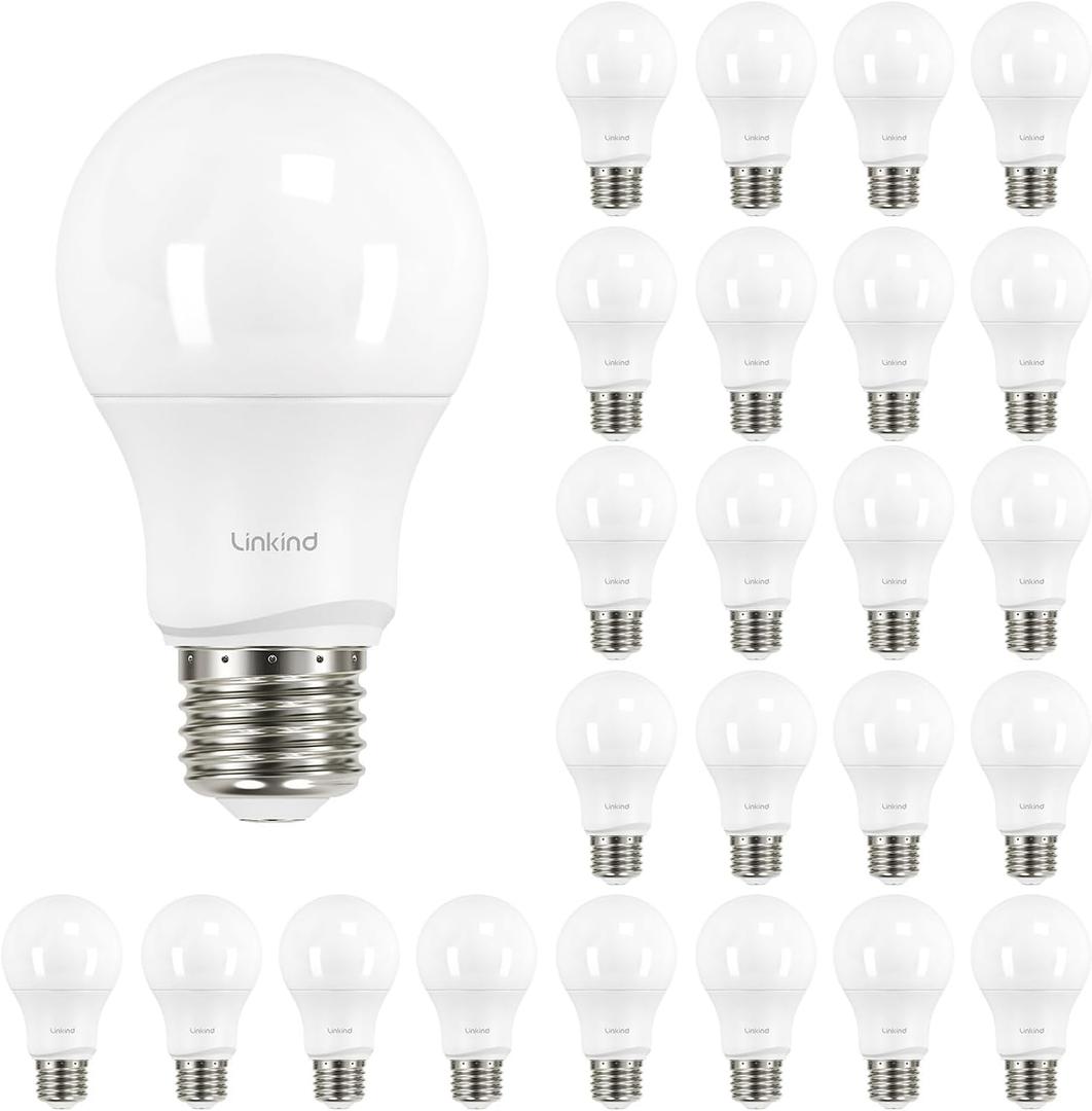Linkind Dimmable A19 LED Light Bulbs, 60W Equivalent, E26 Base, 5000K Daylight, 9.5W 840 Lumens 120V, UL Listed FCC Certified, Pack of 24
