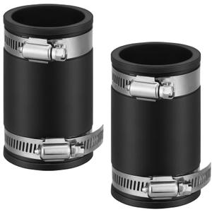 Pangda 2 Pcs Flexible TPE Coupling with Stainless Steel Clamps for Plastic and Copper Plumbing Connections, High Temperature Resistant Material, Black (Fit 1 Inch Pipe)