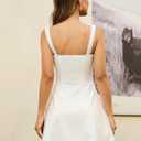 KUTUMAI Lace Square Neck Mini Dress Flowy A Line Short Graduation Dresses for Women Summer 2026 (White, M)