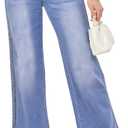VIPONES Wide Leg Jeans for Women Trendy High Waisted Strechy Straight Leg Baggy Jeans Loose Denim Pants with Pockets Mist Blue, 4