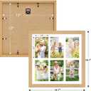 13x13 Collage Frame with 6 Openings 4X6 Pictures, Multiple Picture Frame with Mat, Wall or Tabletop Decor, Natural Wood Grain,2 Pack