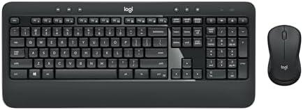 Logitech MK540 Full Size Advanced Wireless Keyboard and Mouse Combo | Full size quiet keyboard with number pad & integrated palm rest, full size ambidextrous mouse, includes USB-A Nano Receiver