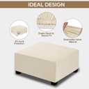NeColorLife Velvet Ottoman Cover Square, Stretchable Footrest Stool Slipcover with Elastic Band for Rectangle and Square Storage Ottoman (Large, Cream (with Warm Undertones))