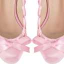 Platform Heels Chunky Bow Ribbon Pumps (Pink) 