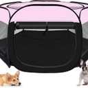 Dog Cat Playpen,Portable Pet Puppy Playpen,Rabbit Puppy Dog Play Pen for Indoors,Dogs Tent for Indoor Cats,Kitten Playpen,Collapsible Small Cats Crate Cage for Small Dogs with Carrying Case(Pink, S)