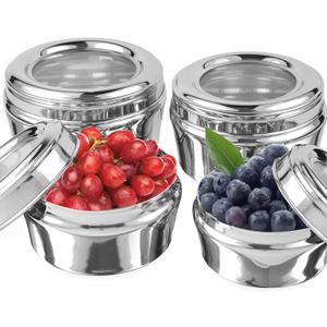 Stainless Steel Airtight Food Storage Containers with See Through Lid Dry fruits Storage Box, Perfect For Camping Trips, Lunches, Leftovers, Salads (30 Oz, 24 Oz, 17 Oz, 12 Oz)