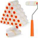 24 Pack Microfiber Paint Roller 4 Inch, Mini Paint Roller Covers, 3/8 Inch Nap, Small Paint Rollers for House Painting with Paint Roller Frame, Wall Painting Tool