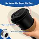 16 oz 100 Pack Coffee Cups with Lids and Sleeves, Straws, Hot Disposable To Go Travel Paper Cups Bulk for Office, Home Coffee Bar Accessories, Chocolate, Cocoa, Beverage (Black)