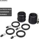 24 Pieces Curtain Rings with Clips Wooden for 1-1.5 inch Rod, Window Shower Curtain Hooks, Dark Wood Curtain Rod Rings with Clips, Wood Curtain Rings with Eyelet, Drapery Rings. (24)