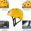 Tourdarson Skateboard Helmet Impact Resistance Ventilation for Youth & Adults (Yellow, Medium)