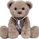 Mikee Fluffie Teddy Bear Stuffed Animal with Navy Collar, 9" Small Teddy Bear, Cute Soft Stuffed Animals for Girls Kids, Valentines Plush Bears Toy for Birthday Children's Day Gift