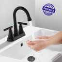 Bathroom Faucets for Sink 3 Hole, Hurran 4 inch Matte Black Bathroom Sink Faucet with Pop-up Drain and 2 Supply Hoses, Stainless Steel Lead-Free Centerset Faucet for Vanity RV, 2 Pack
