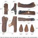 Skyflame 10 Small Piece Set of Ceramic Wood Logs & Accessories for All Types of Indoor Gas Inserts | Ventless & Vented | Propane | Gel | Ethanol | Electric or Outdoor Fireplaces & Fire Pits