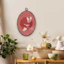 DILSJ Vintage Japandi Crane Oval Wall Art Decor, Japanese Sunrise Bird Canvas Wall Art Framed, Japanese Red Sun Hanging Decorations for Living Room Bedroom Home, 11x8.5 Inch